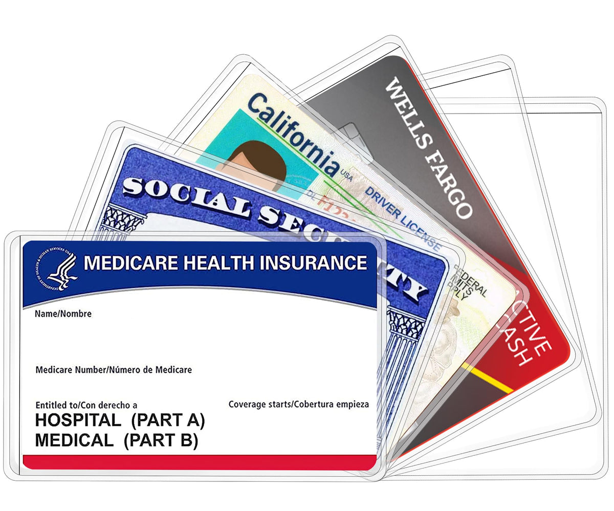 6 Pack New Medicare Card Holder Protector Sleeves，12Mil Clear PVC Waterproof Medical/Credit Card, Business/Social Security Card Protector