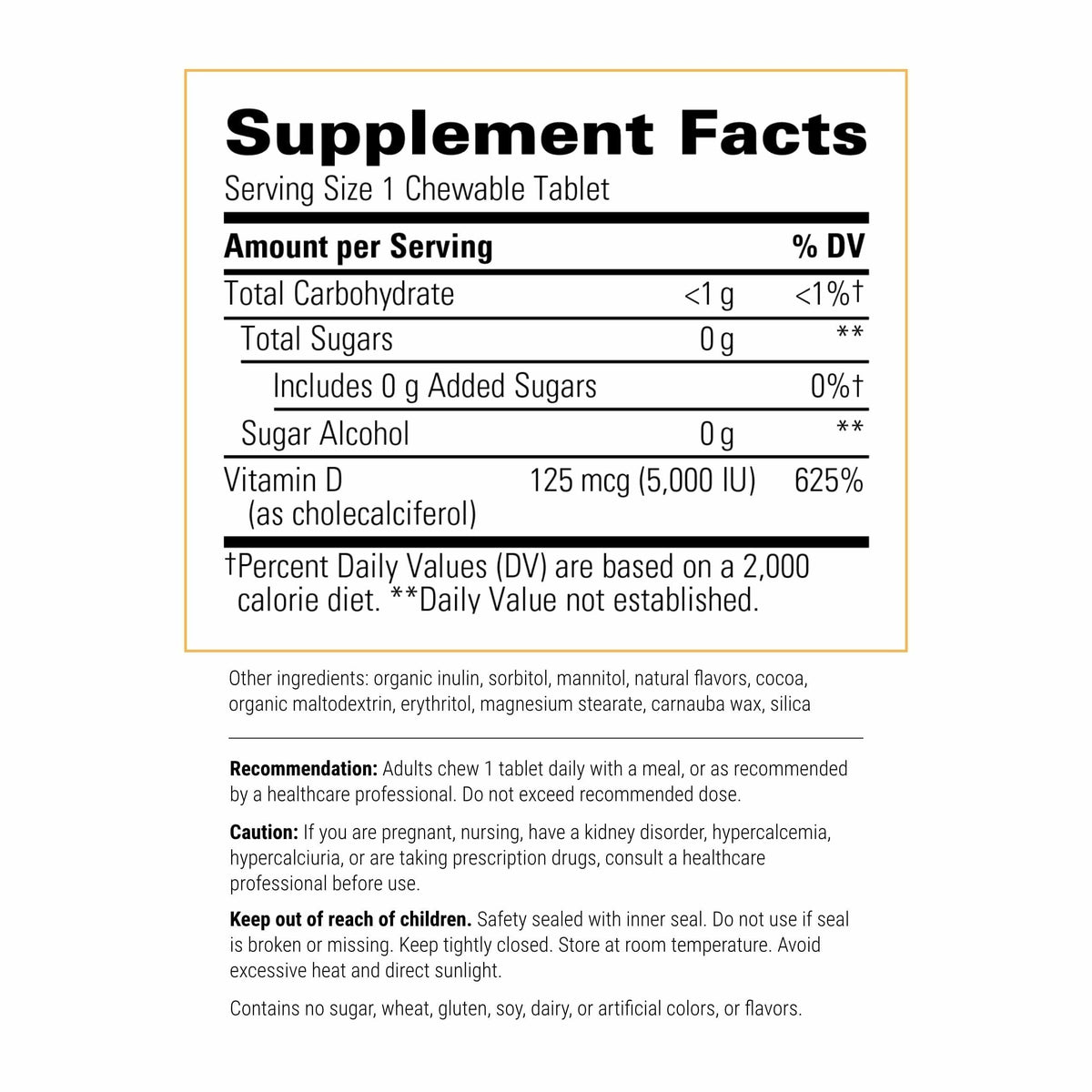 Integrative Therapeutics Vitamin D3 125mcg, Chocolate, 90 Tablets