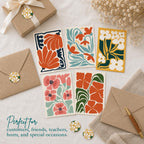 AUDREE Blank Cards with Envelopes, Modern Abstract Flowers 50 Pack