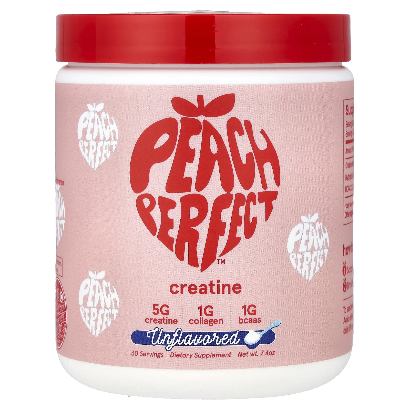 Peach Perfect Creatine for Women – Micronized Creatine Monohydrate Powder with BCAA & Collagen for Glute Strength Support, Boosts Energy, Focus, Strength, and Endurance – Pink Lemonade, 30 Servings