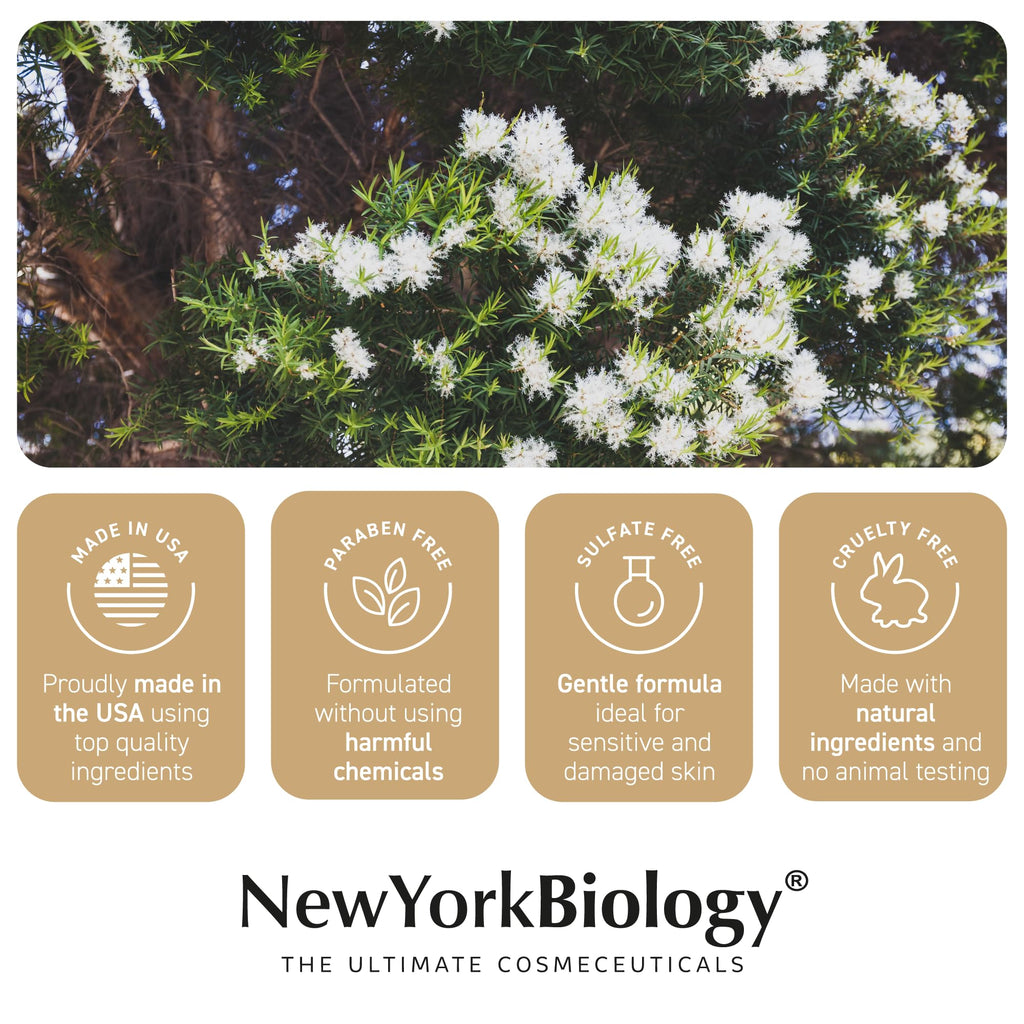 New York Biology Tea Tree Oil Foot Cream for Dry Feet and Rough Heels - Moisturizing Foot Cream - 8 oz