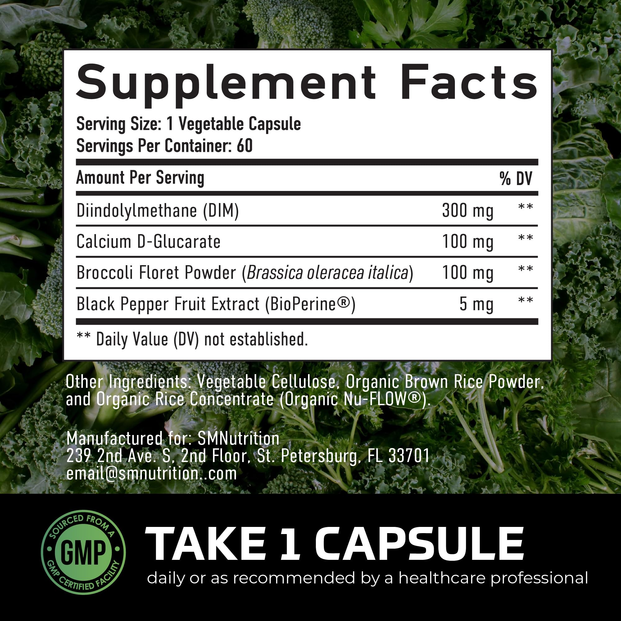 DIM Supplement for Men 300mg, Estrogen Blocker & Aromatase Inhibitor, 60 Ct | Extra Strength Men’s Hormone Balance & Fitness Booster, Diindolylmethane Plus CDG & Broccoli Floret, Gluten-Free, 60 Capsules