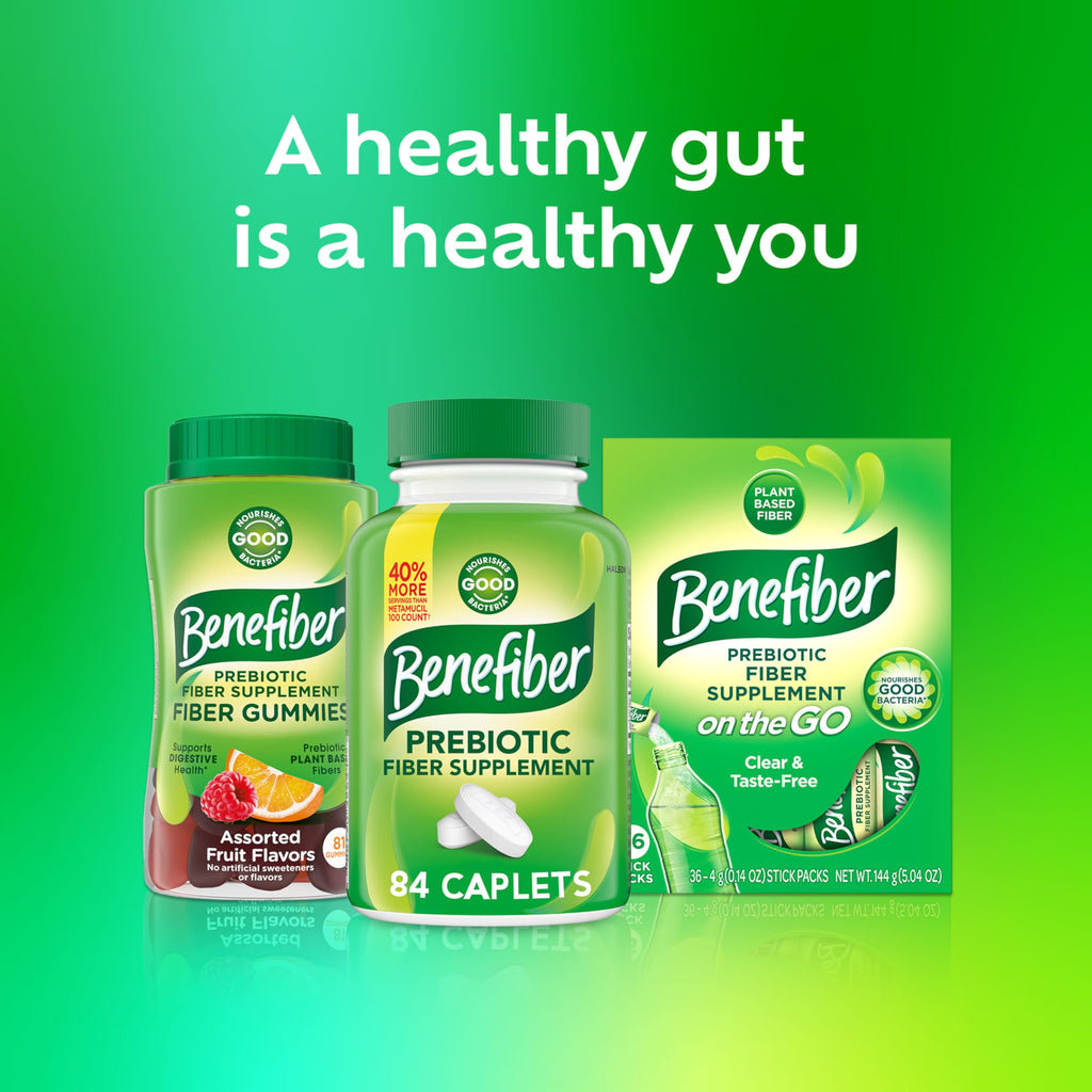 Benefiber Prebiotic Fiber Supplement Caplets, 84 count | Plant-based Prebiotic Fiber, Supports Gut Health by Nourishing Good Gut Bacteria, GLP-1 Support for Digestive Health