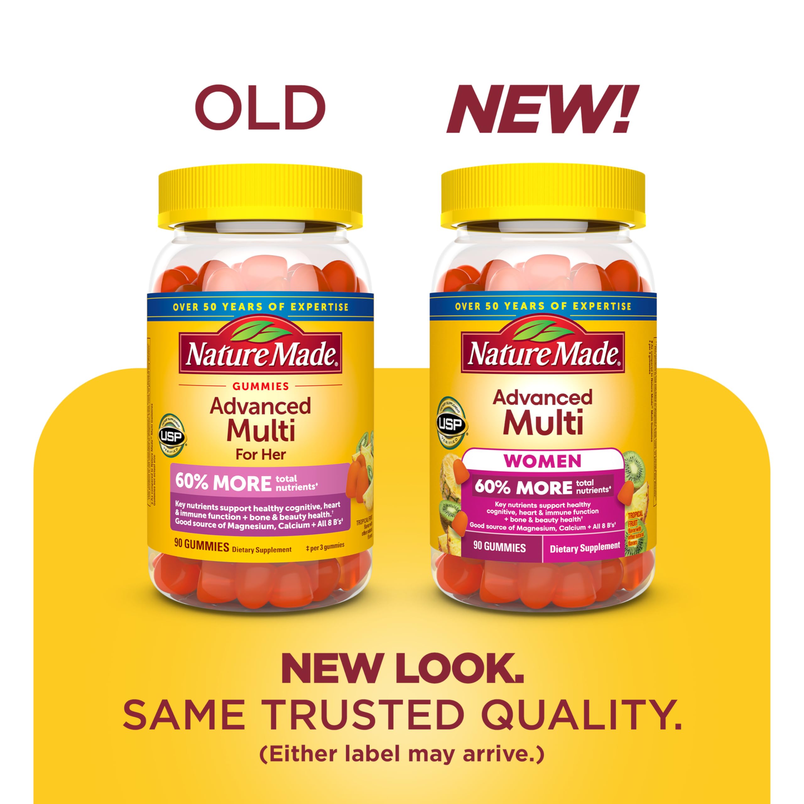 Nature Made Advanced Womens Gummy Multivitamins, 90 Multi Vitamin Gummies | Multivitamin Gummies for Women with Magnesium Citrate, Calcium, & B Vitamins, Daily Nutritional Support, 30 Day Supply
