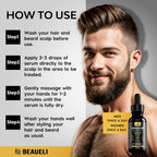Beaueli Minoxidil Beard Growth Kit For Men and Women, Hair Loss and Hair Regrowth Treatments, Minoxidil 5%, Black