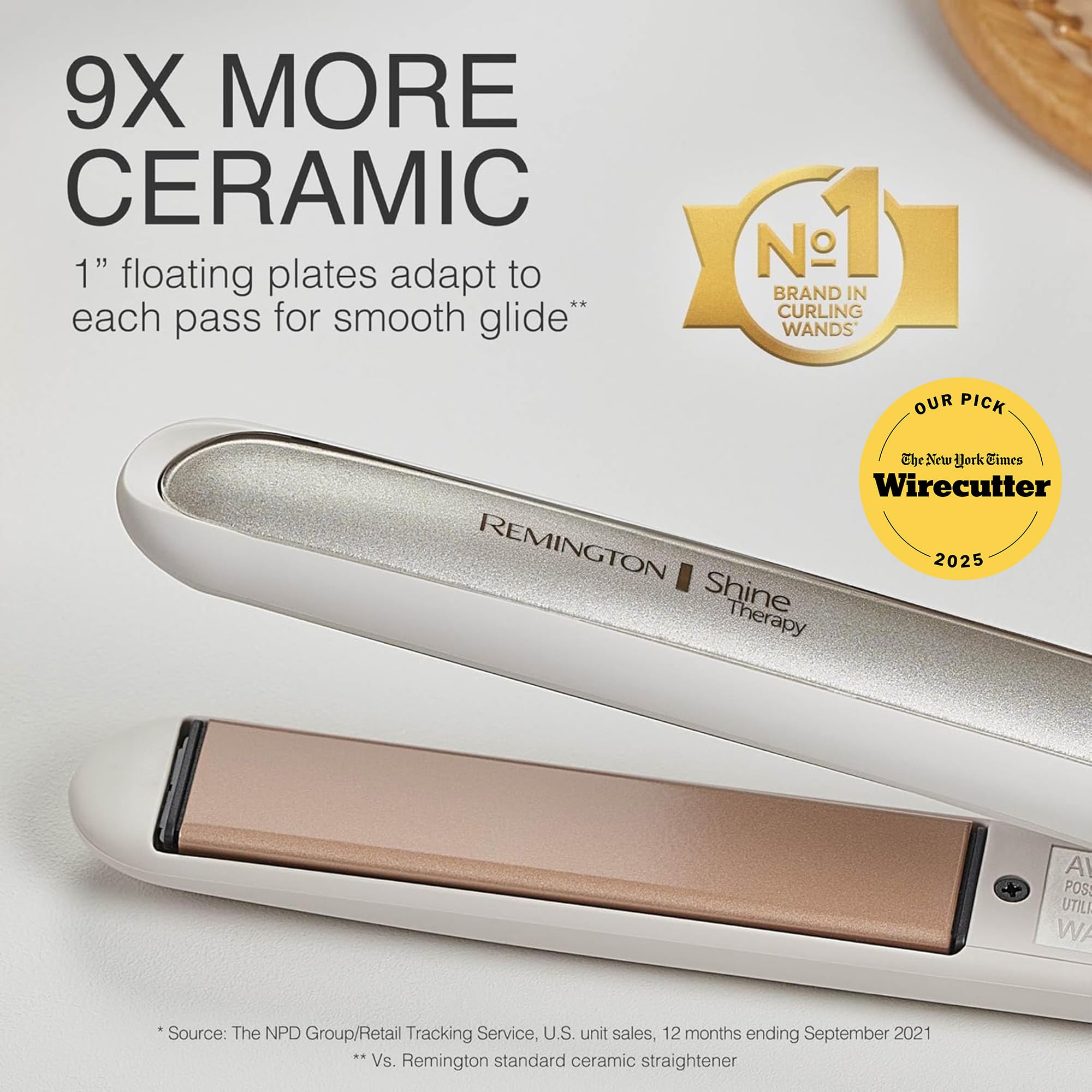 Remington Shine Therapy 1 Inch Hair Straightener, Argan Oil & Keratin | Keratin ceramic plates deliver smooth results; this flat iron reduces frizz for ideal hair styling.