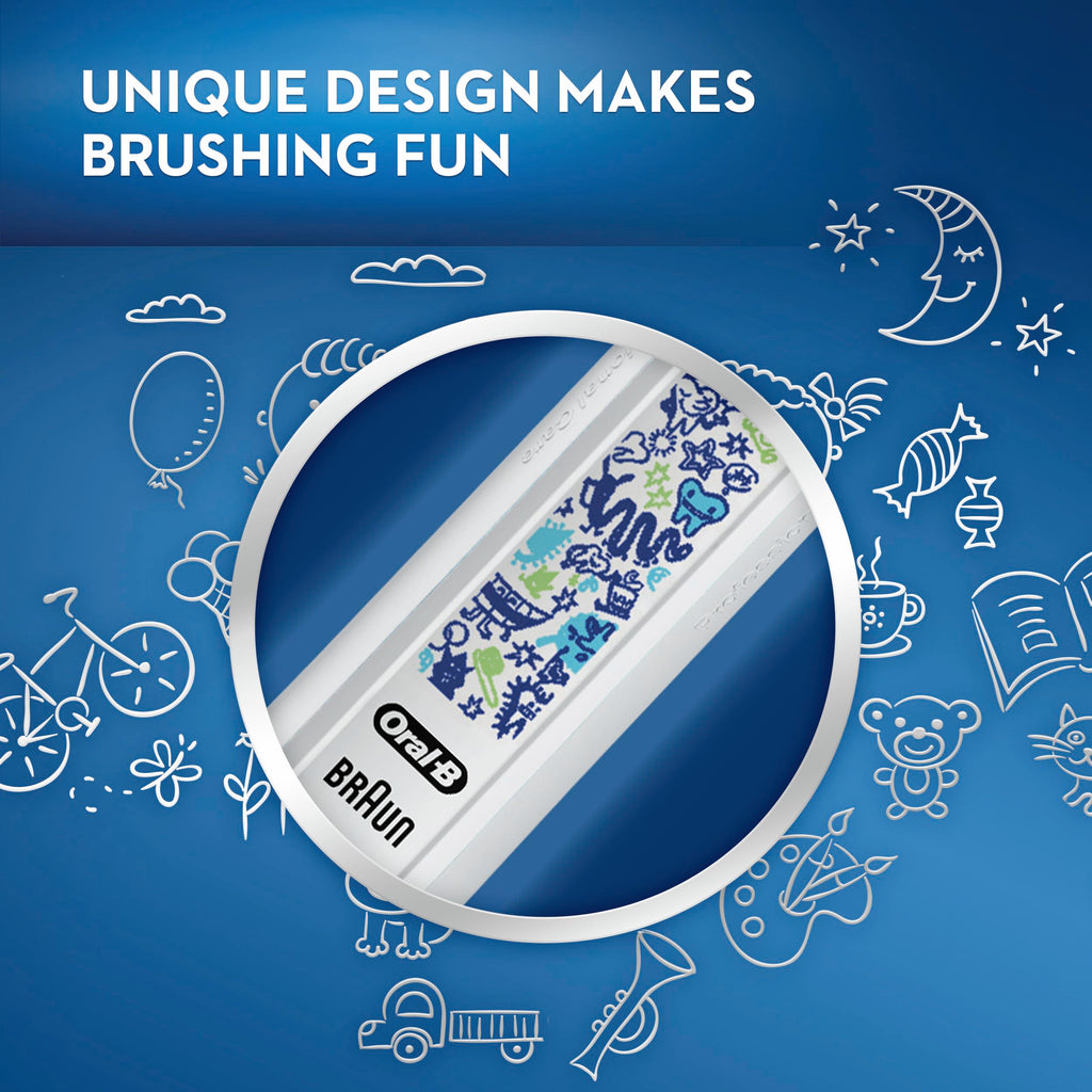 Buy now Oral-B Kids Electric Toothbrush with Coaching Pressure Sensor and Timer, Rechargeable Toothbrush with Brush Head, Sparkle & Shine at indiglob india