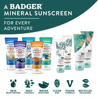 Badger Mineral Daily Sunscreen SPF 30, Zinc Oxide, Organic, 4 oz (2-Pack) | Lightweight, No White Cast, Moisturizing, Organic, Reef Safe, Vegan Unscented, Daily mineral sunscreen, Easy apply sunscreen
