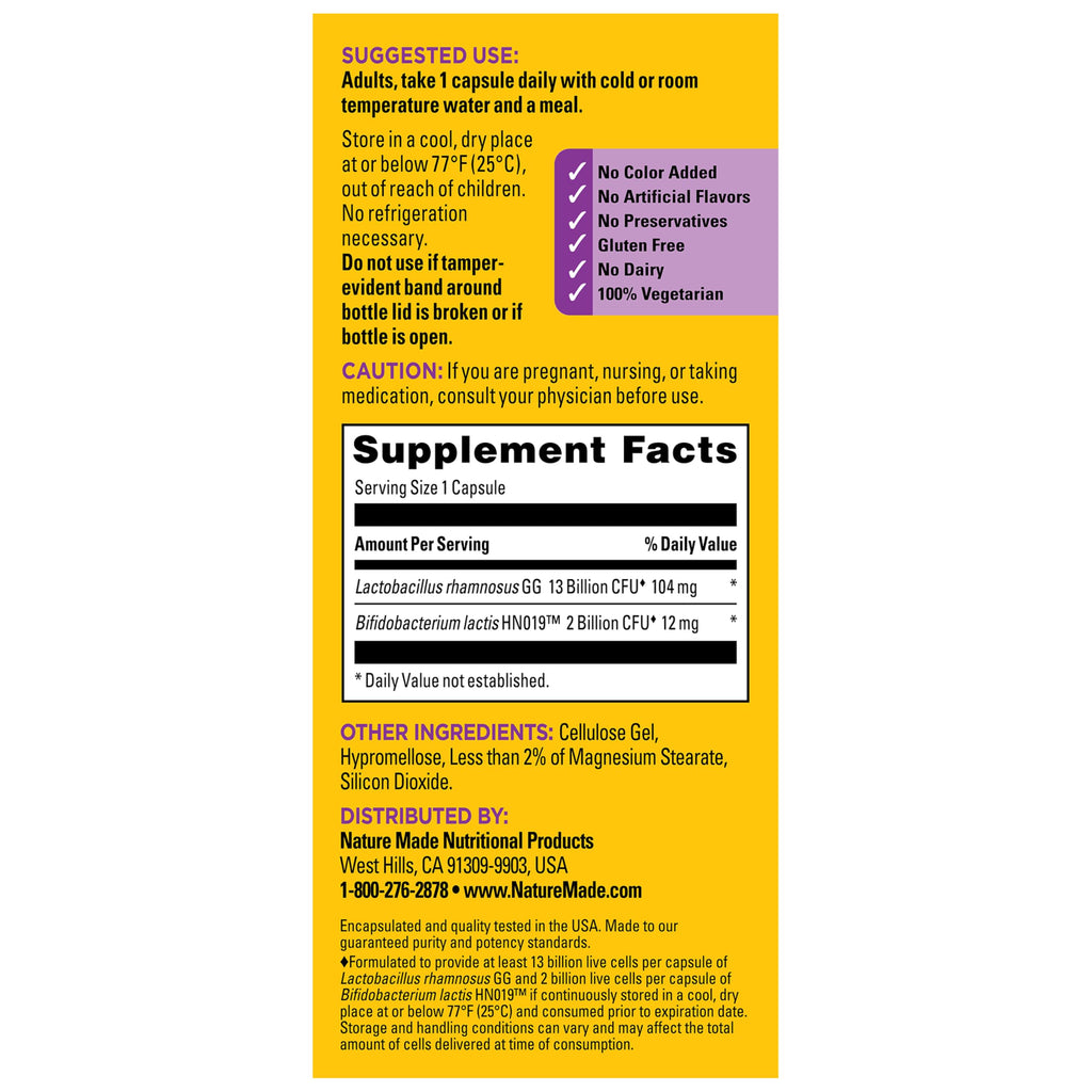 Nature Made Probiotics for Digestive Health, 30 Probiotic Capsules | Extra Strength, 15 Billion CFU from Live Cultures, Probiotics for Women and Men, No Refrigeration Required, 30 Day Supply
