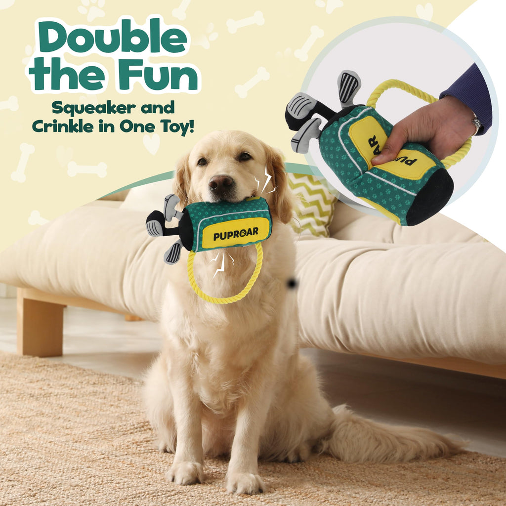 PUPROAR Golf Dog Toy, Dog Birthday Gift, Funny Squeaky Plush Rope Golf Bag Toy for Small, Medium & Large Breeds