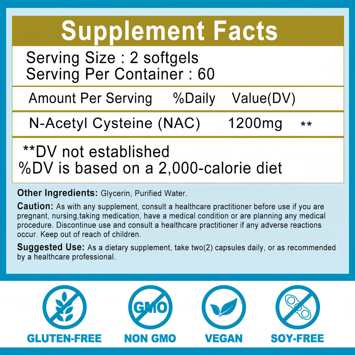 NAC Supplement N-Acetyl Cysteine | High Absorption NAC 1200mg Softgels for Liver & Kidney Detox, Immune Support & Antioxidants | Vegan Capsules | 2 Month Supply | Non-GMO | Gluten Free | 120 Count