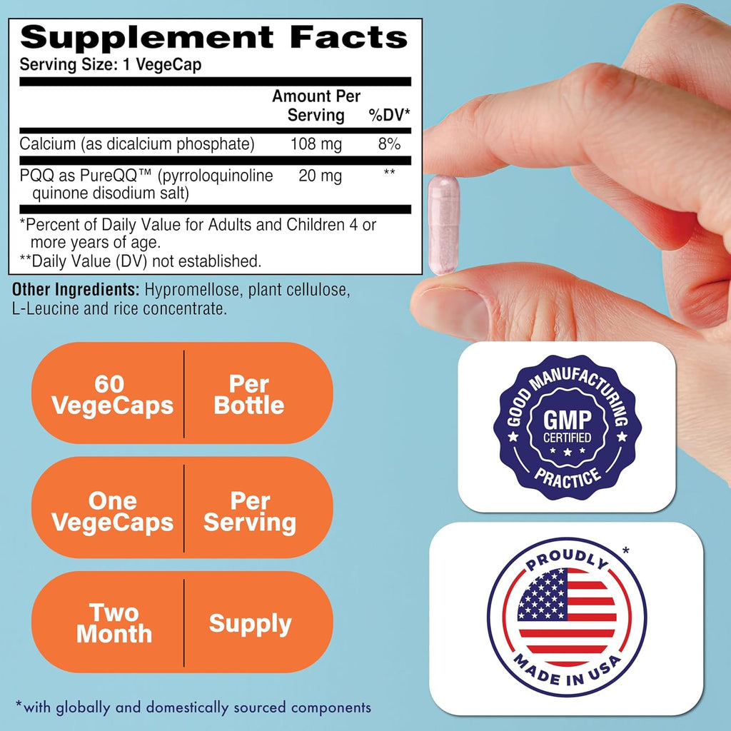 Buy now Health Thru Nutrition PQQ 20mg 60 Servings Pyrroloquinoline Quinone as PureQQ | Promotes Mitochondrial Biogenesis | Certified Vegan | Non-GMO Gluten Soy Free Capsules| Clean Label PQQ Supplement at indiglob india