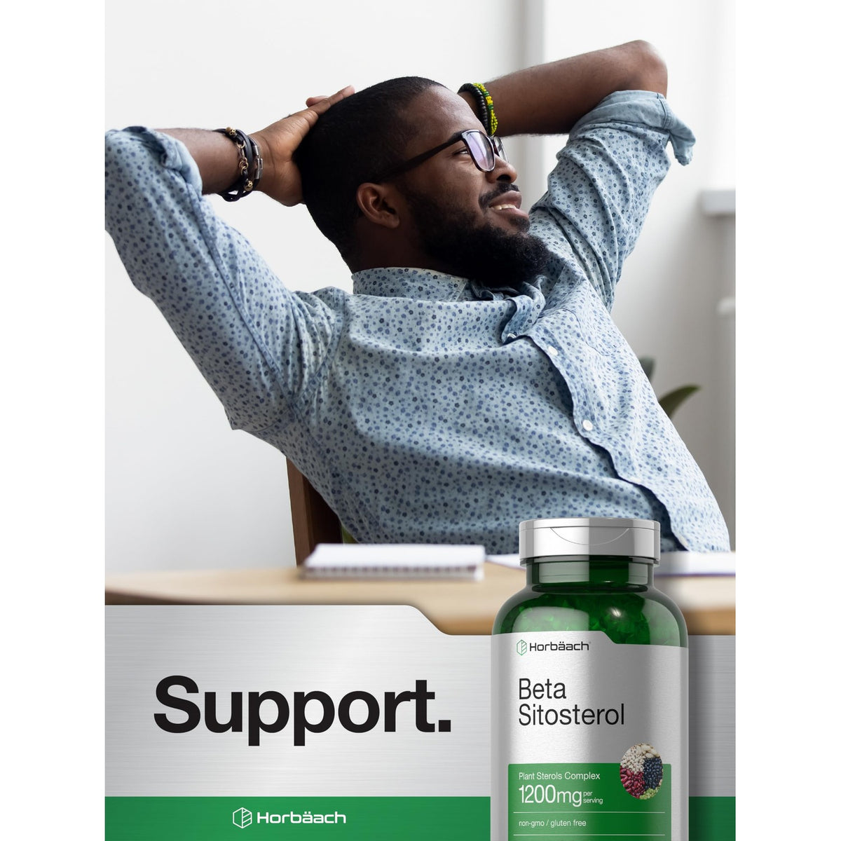Horbäach Beta Sitosterol 1200mg | 240 Softgel Capsules | Mega Strength