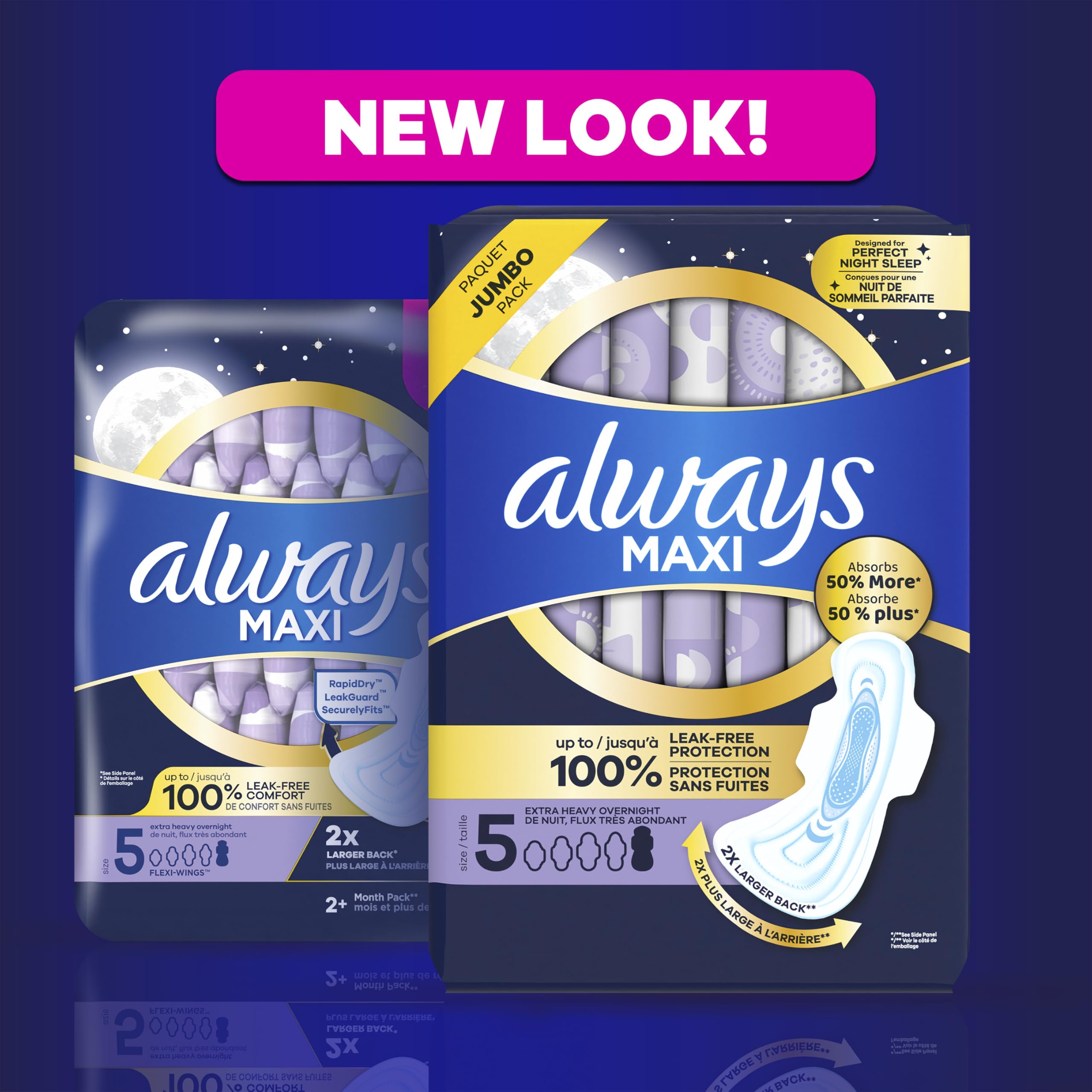 Buy now Always Maxi Overnight Pads with Wings for Women, Size 5, Extra Heavy Overnight Absorbency, Unscented, 36 Count at indiglob india