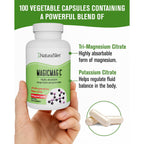 MagicMag C by NaturalSlim Magnesium Citrate, 100 Capsules | Magnesium Citrate Capsules, for Muscle Relaxation, Sleep Quality, Nerve Function and Electrolyte Support