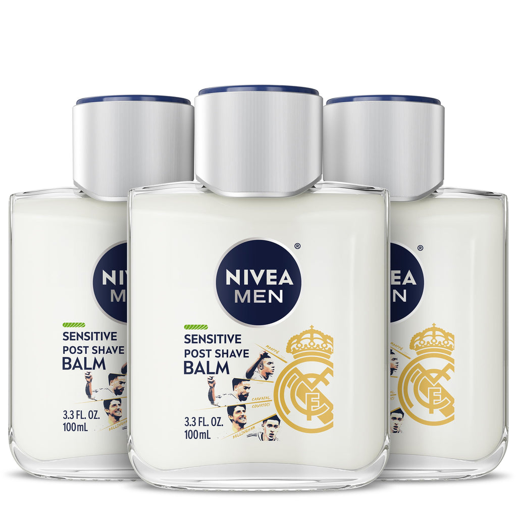 NIVEA MEN Sensitive Post Shave Balm, Alcohol Free, Multipack, 3 x 3.3 FL OZ | Alcohol Free After Shave Balm for Men with Sensitive Skin, VitaminPro Complex, Soothes Shave Irritation, Fast Absorbing