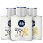 NIVEA MEN Sensitive Post Shave Balm, Alcohol Free, Multipack, 3 x 3.3 FL OZ | Alcohol Free After Shave Balm for Men with Sensitive Skin, VitaminPro Complex, Soothes Shave Irritation, Fast Absorbing