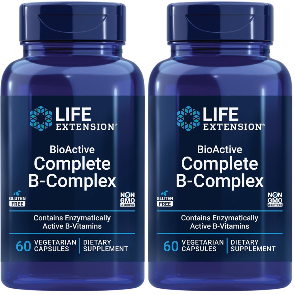 Life Extension BioActive Complete B-Complex, 60 Vegetarian Capsules | Complete B Complex for Heart, Brain & Nerve Support with Healthy Energy & Metabolism in Vegetarian Capsules