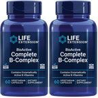 Life Extension BioActive Complete B-Complex, 60 Vegetarian Capsules | Complete B Complex for Heart, Brain & Nerve Support with Healthy Energy & Metabolism in Vegetarian Capsules