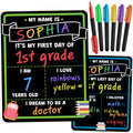 First Day of School Sign Board with Liquid Chalk Markers - 14”x11” Double-Sided & Reusable Board - My First and Last Day - Back to School Supplies - First Day of Kindergarten Preschool