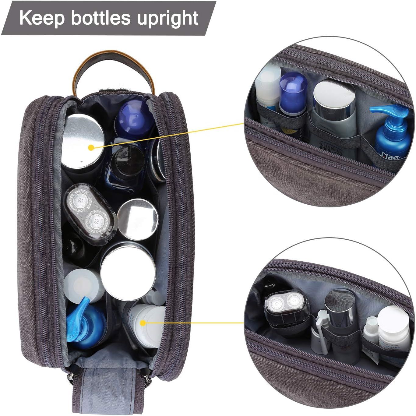 Buy now BAGSMART Toiletry Bag for Men, Canvas Travel Toiletry Organizer Dopp Kit Water-resistant Shaving Bag for Toiletries Accessories,Grey-Medium at indiglob india