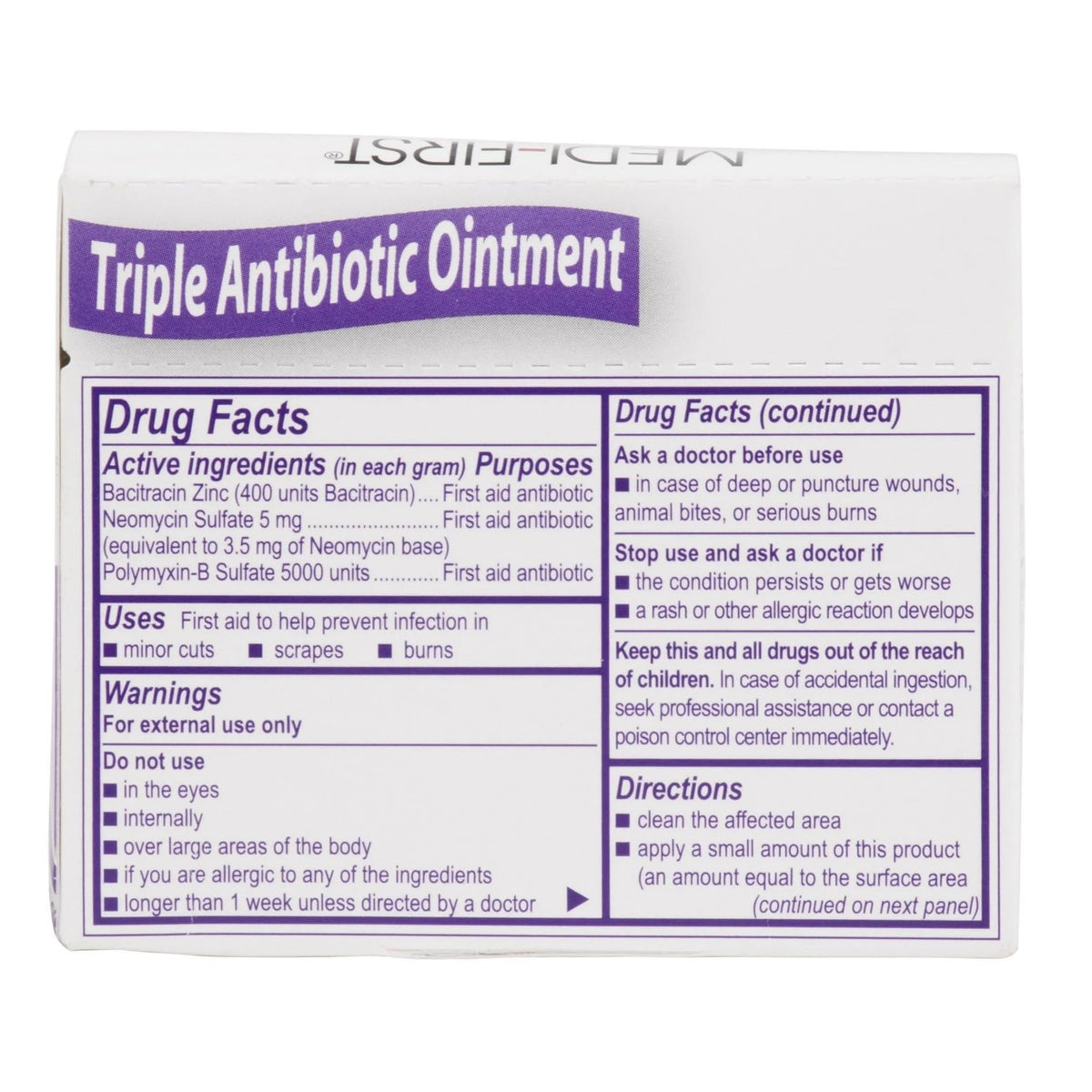 Medi-First First Aid Antibiotic 0.5 Gram Individual Packet Ointment 400 IU - 5 mg - 5,000 IU/Gram Strength, 25 Ct