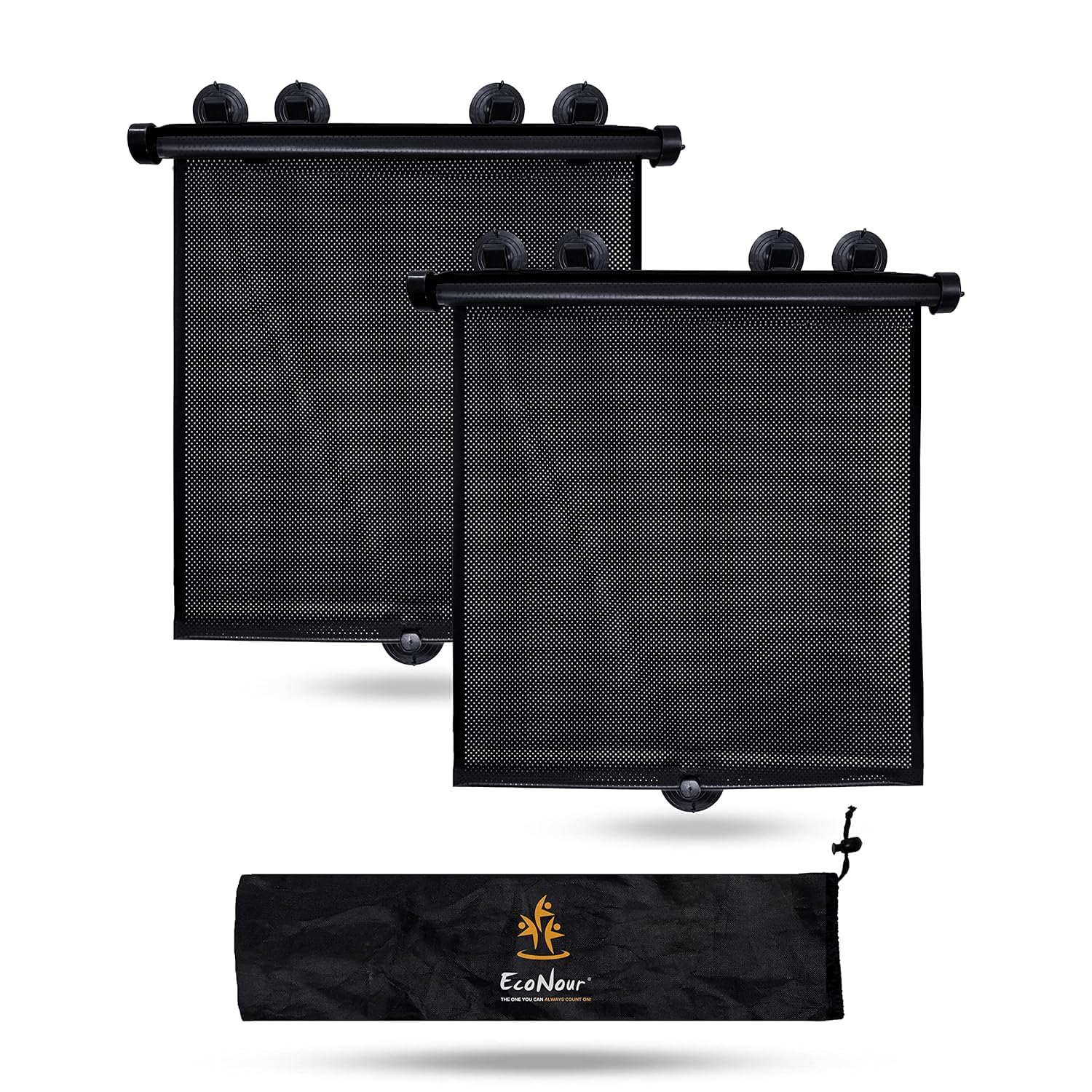Buy now EcoNour Car Side Window Sun Shade (2 Pack) | Retractable Roller Sunshade for Kids | Baby Car Window Shades for UV and Sun Glare Protection | Baby Travel Accessories (15"x17") XX-Large at indiglob india