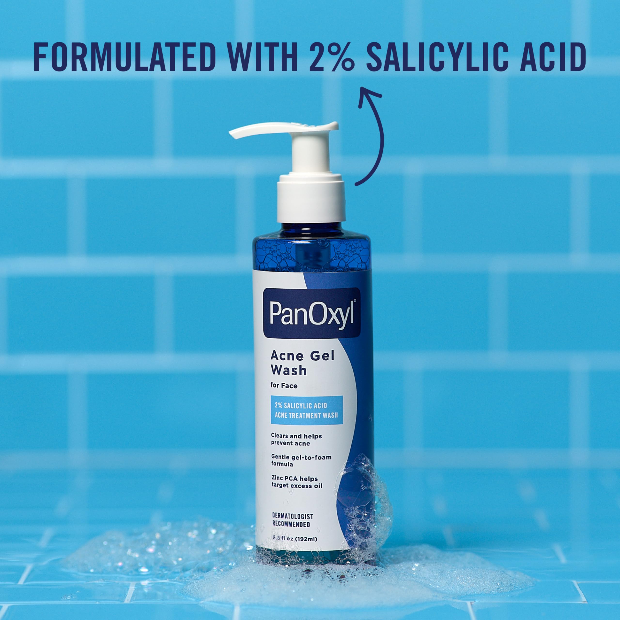 PanOxyl Acne Gel Wash, 2% Salicylic Acid, For Face, 6.5 fl oz | Gel-to-Foam Cleanser, Clears & Helps Prevent Acne, Mattifies with Zinc PCA, Reduces Redness, Nourishes Skin, All Skin Types