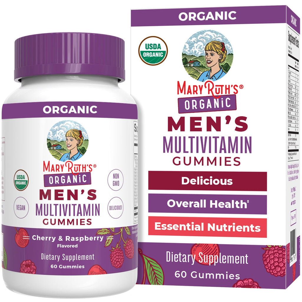 MARYRUTH'S Organic Men's Multivitamin Gummies, Vegan, Non-GMO, 60 Count | USDA, Vegan, Daily Multivitamins for Immune Support, Non-GMO, Gluten Free, 60 Count