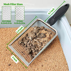 Chicken Poop Scooper for Coop,2 Pack Chicken Coop Poop Scoop Shovel with 3.8mm & 5mm Mesh, Metal Chicken Coop Rake and Scoop Tool,Scooper Shovel for Sifting Sand, Litter, Chicken Supplies