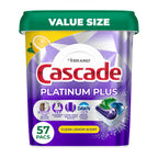 Cascade Platinum Plus Dishwasher Detergent Pods Dish Soap Lemon 57 Count