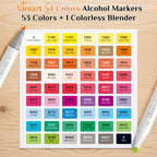 Professional Alcohol Markers, 54 Colors Fine & Chisel Sketch Pens