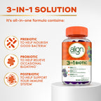 Align Probiotic, 3-in-1 Biotic Gummies, Prebiotic + Probiotic + Postbiotic, #1 Doctor Recommended Probiotic Brand‡, Helps Relieve Occasional Bloating*, BlackBerry Flavor, 50 Gummies