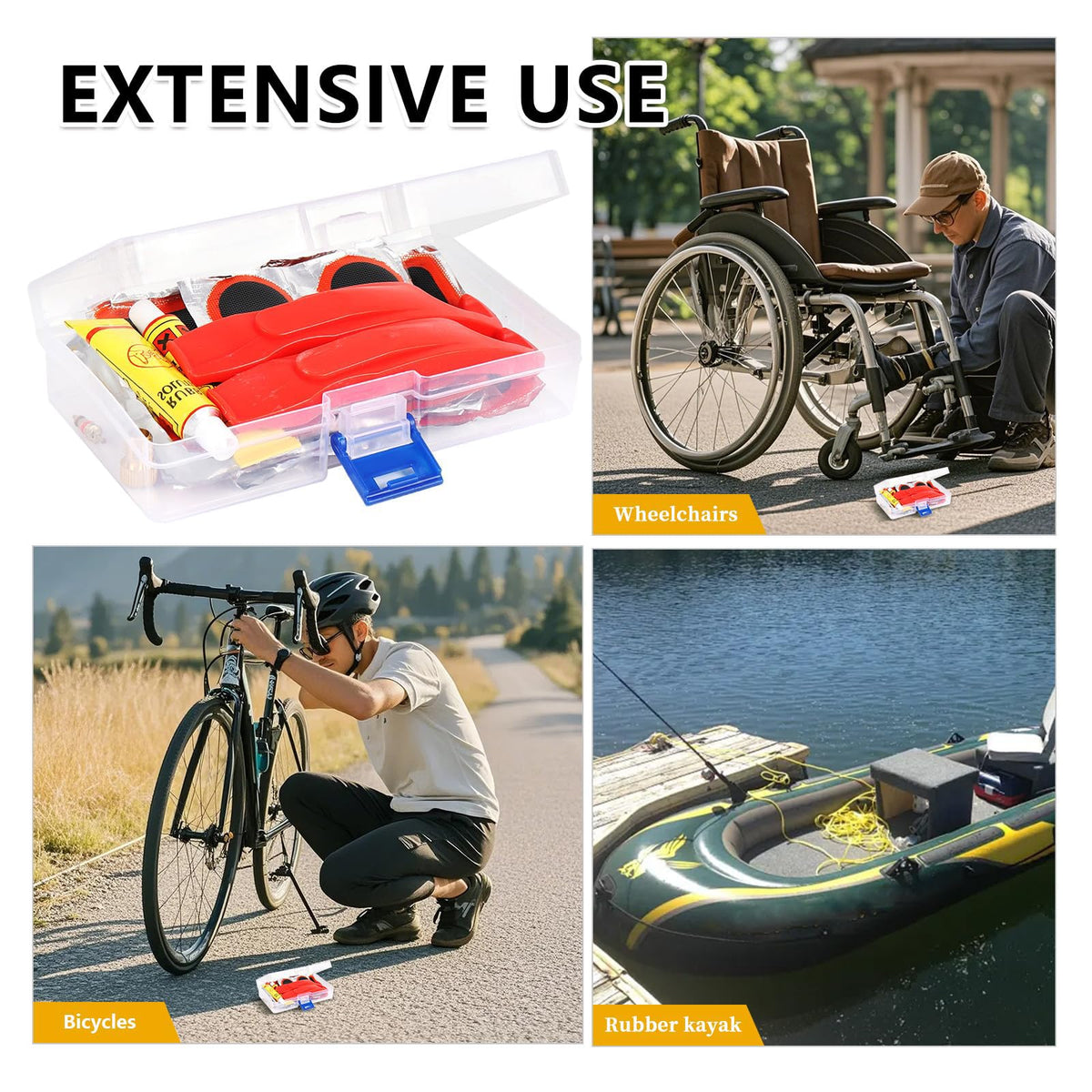 80pcs Bike Tire Repair Kit, Self-Adhesive Bike Tire Patch Kit