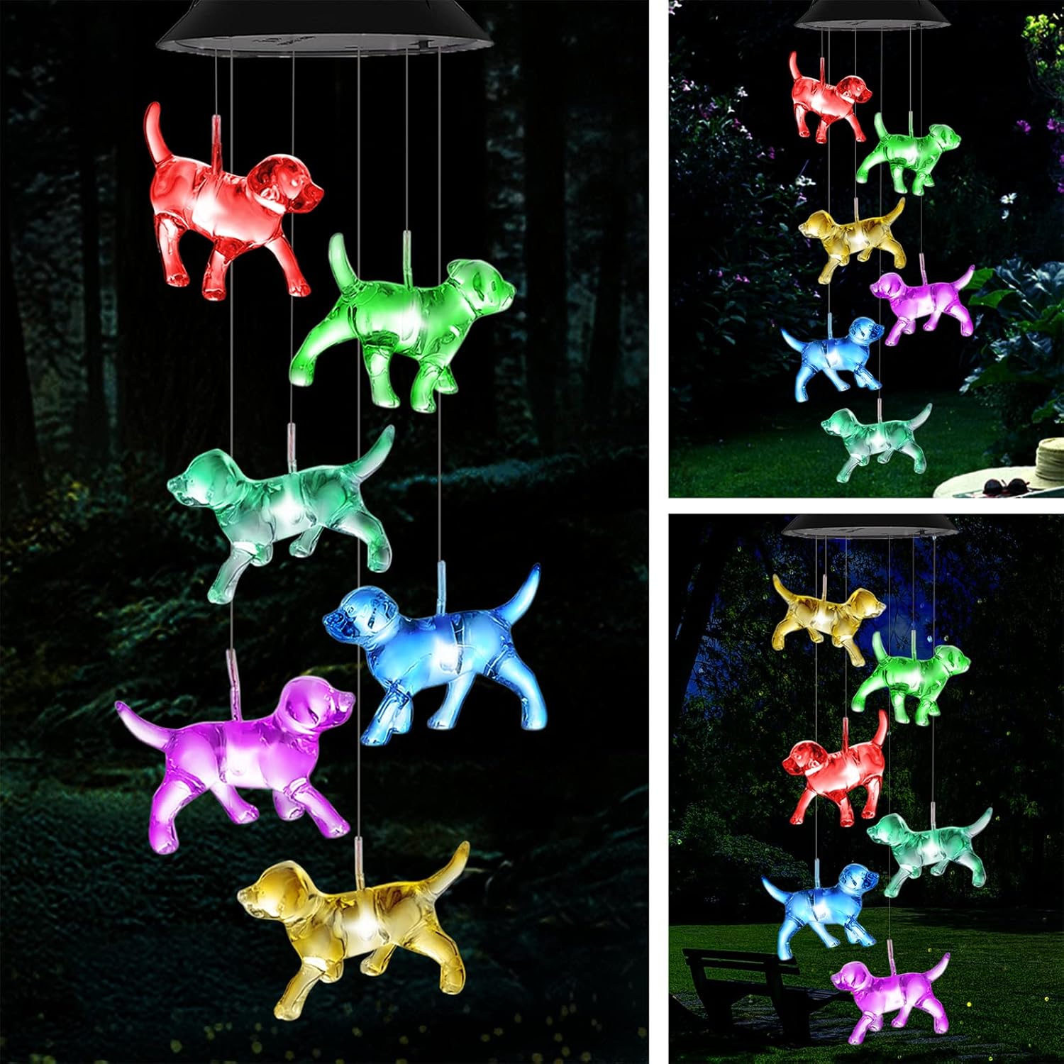 Buy now Hummingbird Solar Wind Chimes, OkayGoo Hummingbird Gift Outdoor Wind Chime Solar Lights Color Changing Night Lights Gifts for Mom Grandma Memorial Wind Chimes Christmas Decoration crystal dog at indiglob india