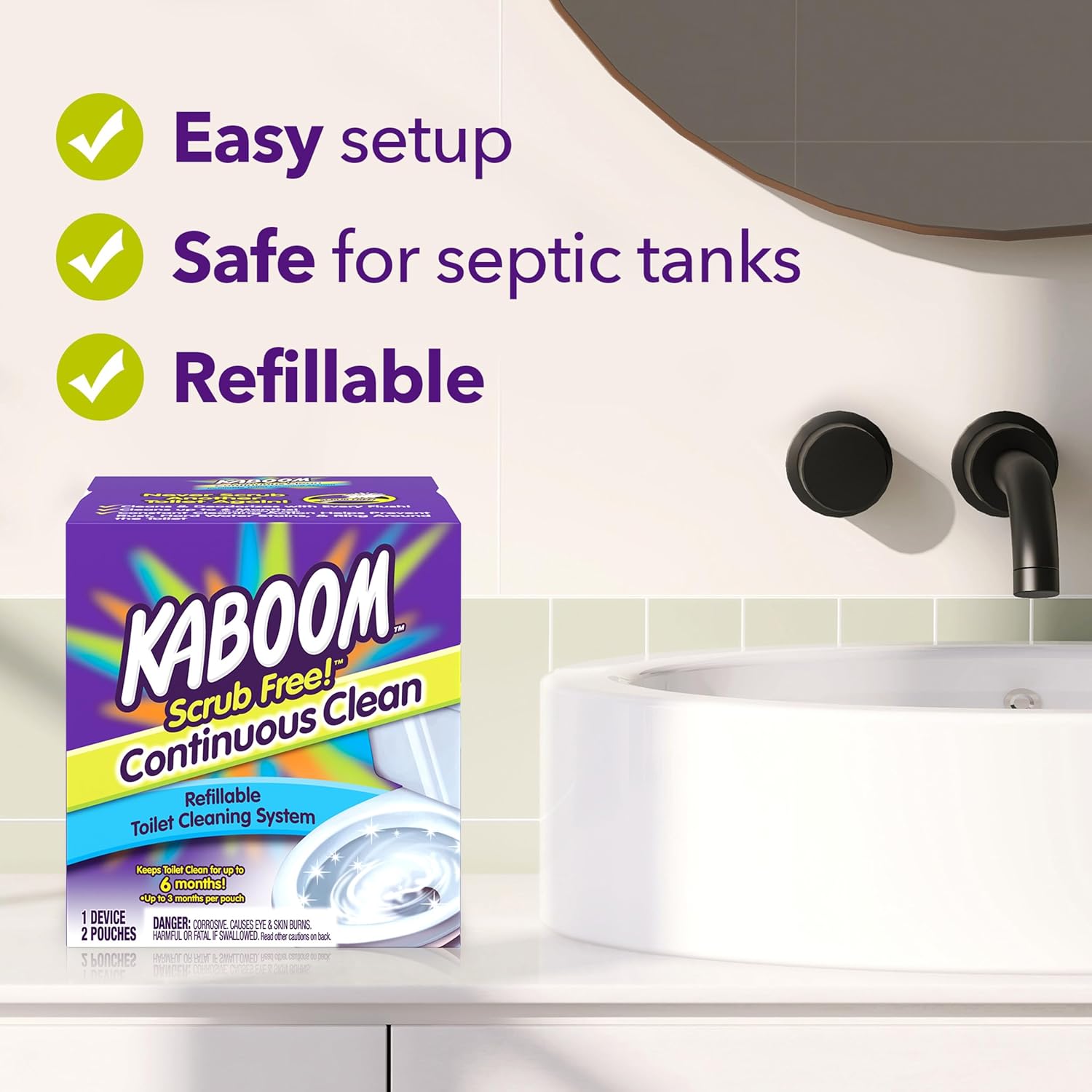 Buy now Kaboom Scrub Free! Toilet Bowl Cleaner System with 2 Refills at indiglob india