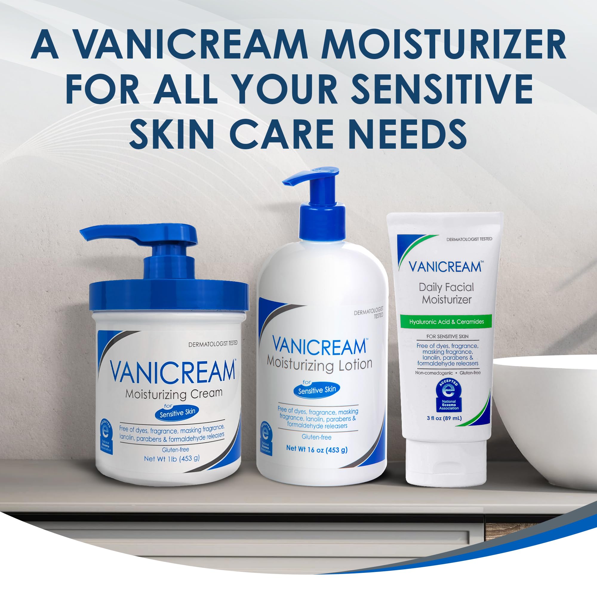 Vanicream Moisturizing Cream with Pump Dispenser, 16 Oz, Formulated without Common Irritants for Sensitive Skin, Body & Face Moisturizer, Restores Moisture & Soothes Irritated, Itchy Areas