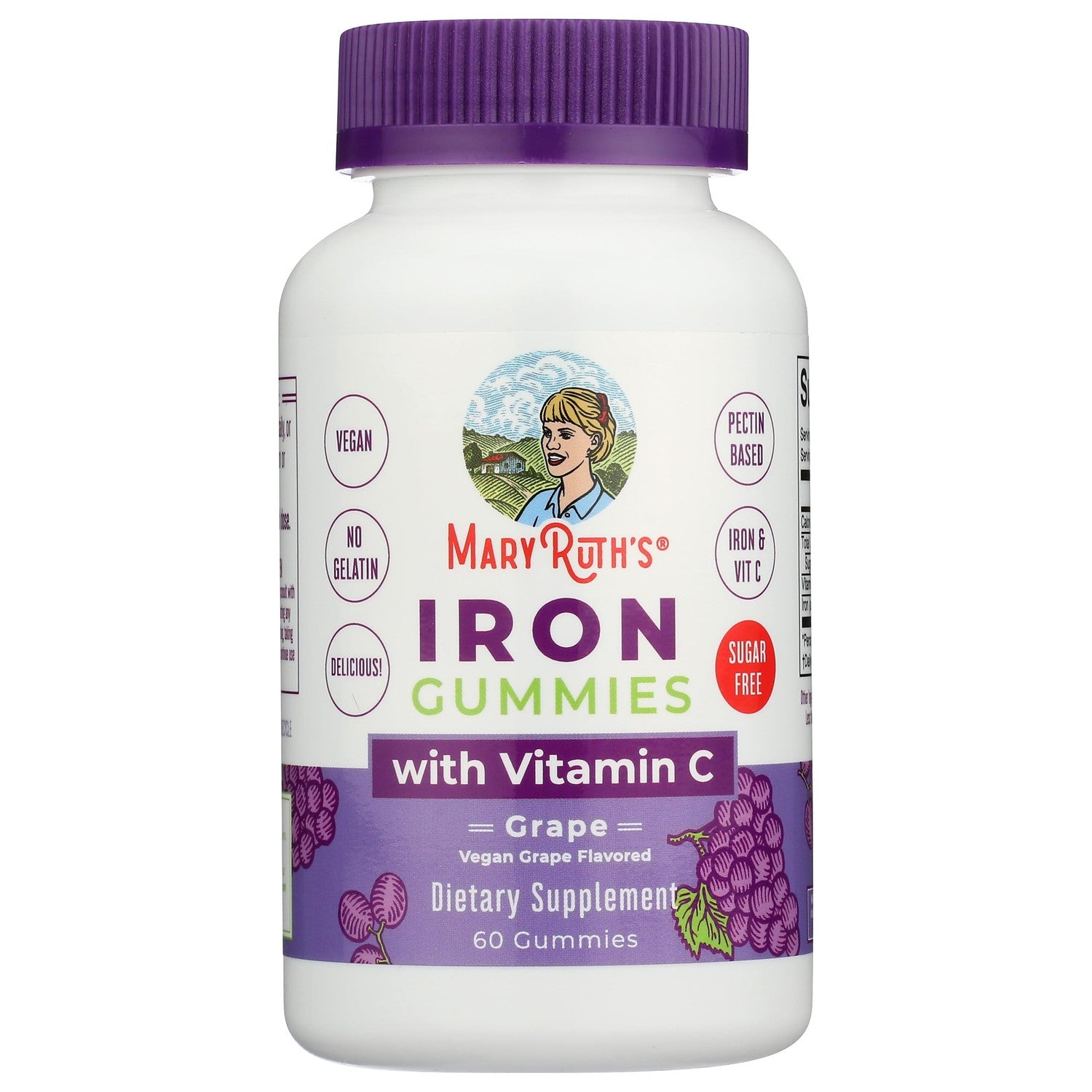 MaryRuth's Iron Gummies for 14+ with Vitamin C for Absorption | Sugar Free | Gummy Iron Supplement + VIT C | Energy Metabolism | Cellular Health | Immune Support | Vegan | Non-GMO | 60 Count | Sugar Free, Vegan, Cellular Health