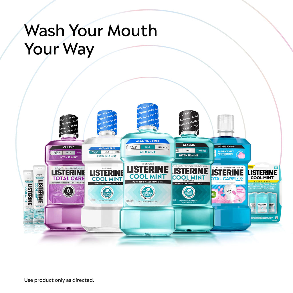Listerine Cool Mint Antiseptic Mouthwash, Intense Mint, 33.8 fl. oz/1L x 2