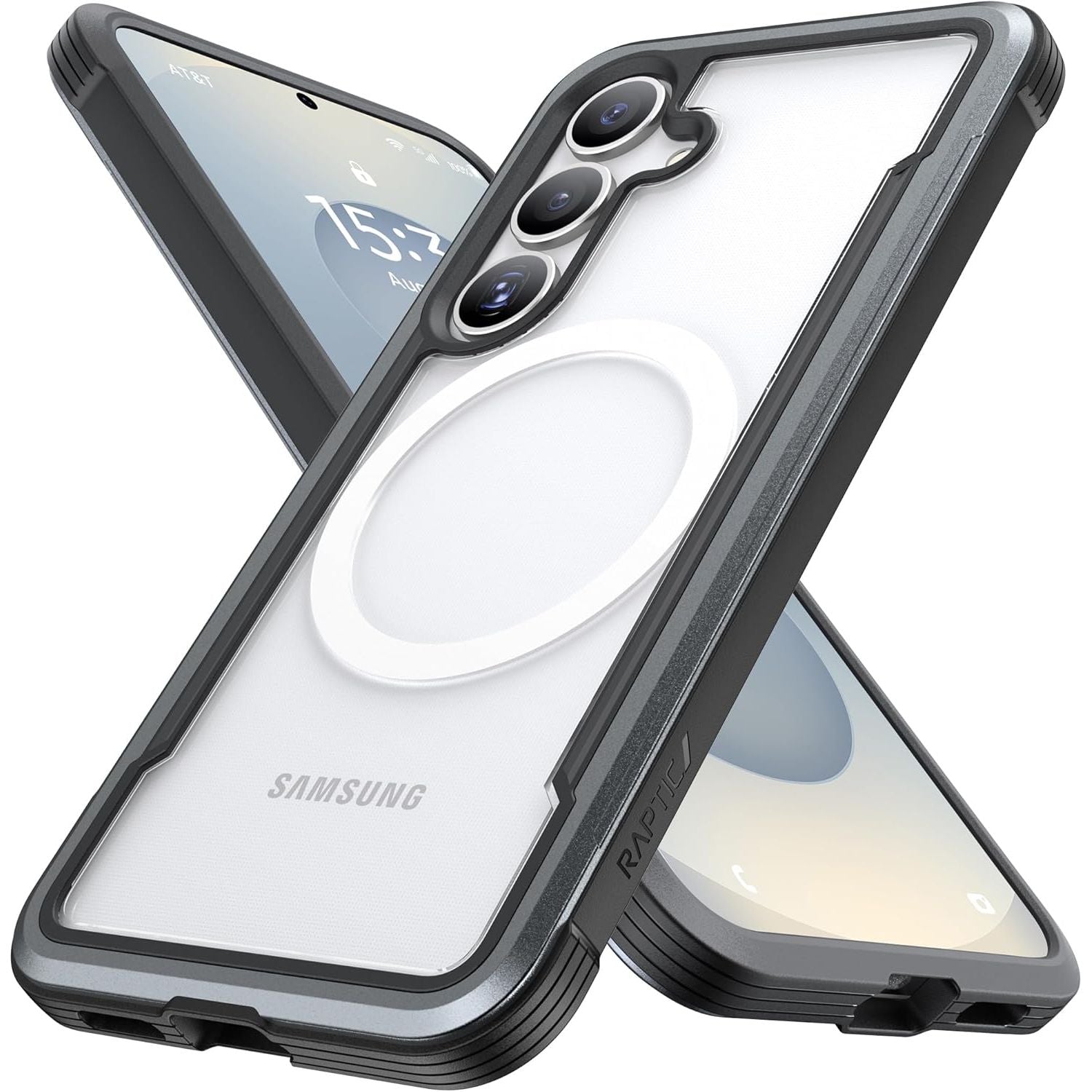 Buy now RAPTIC Shield Crystal Case for Samsung Galaxy S24 Ultra, [13FT Mil-Grade Drop Protection], [Not Yellowing Tech], Durable Anodized Shockproof Aluminum Frame Slim Samsung S24 Ultra Case, Iridescent S25 Plus 6.7" Black Grey at indiglob india