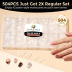 Luckyfairy Extra Short Almond Nail Tips 504pcs Soft Gel Short Nails 12 Size | Pre-Shaped Clear Press On Almond Nails, Half Matte Full Cover Short Nail Tips Acrylic, Natural Almond Shape, Nail Art DIY