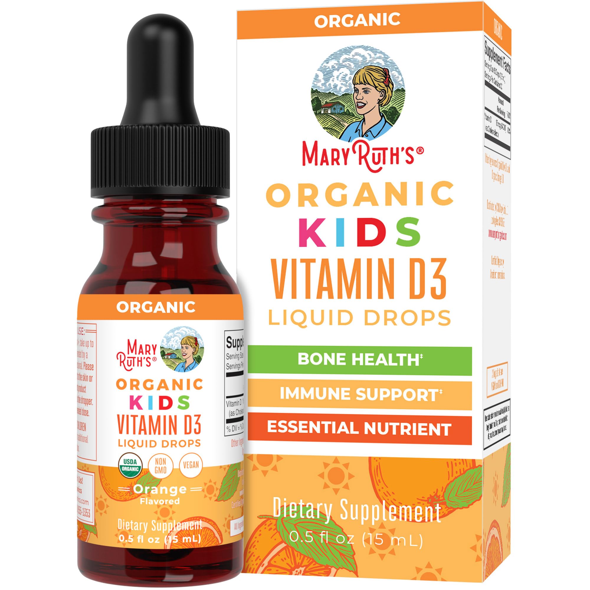 MARYRUTH'S Megadose Vitamin D3 Drops, Vitamin D 4000 IU, Vegan, 30 Servings | USDA Organic, Immune Support & Bone Health, Vegan, Gluten Free, Non-GMO