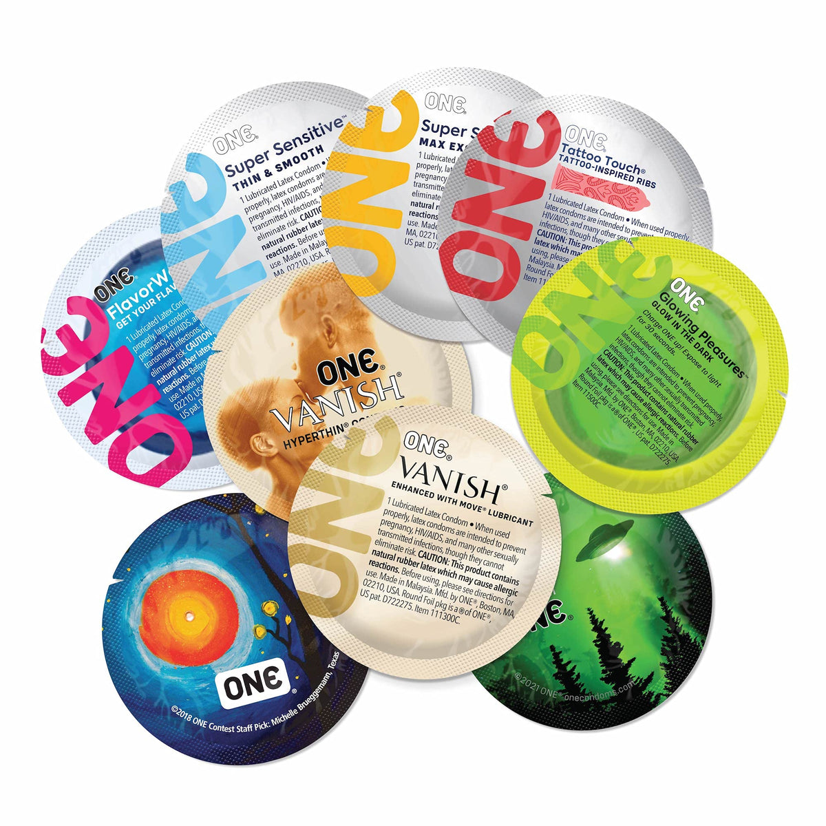 ONE 1 Mixed Pleasures Assorted Condoms, Pack of 12