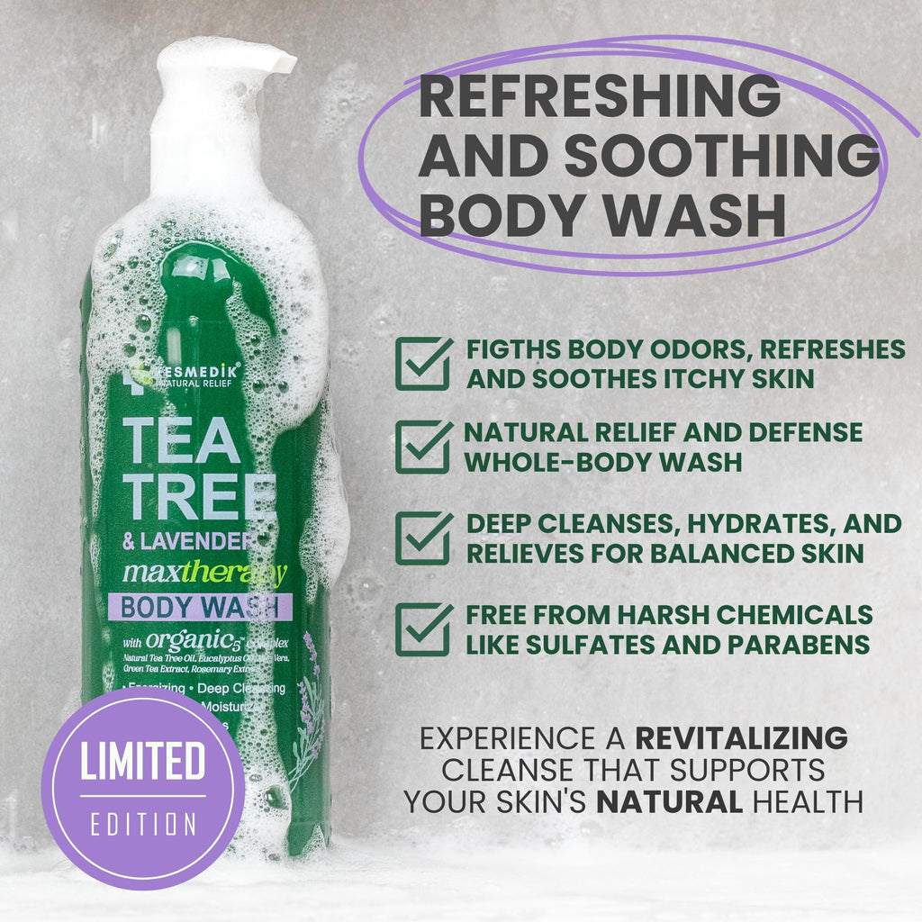 KESMEDIK Tea Tree Oil & Lavender Body Wash MaxTherapy for Skin, 2-Pack