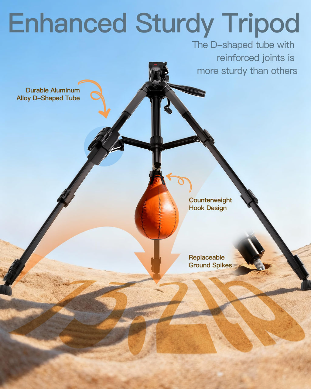 74" Adjustable Rifle Tripod Stand, Aluminum Shooting Tripod with V Yoke Gun Rest, Ground Spikes and 2 Camo Straps for Outdoor Shooting, Target Practice and Field Use