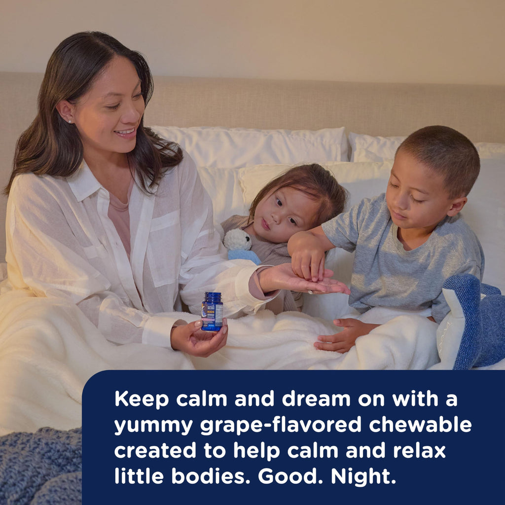 Mommy's Bliss Kids Sleep Support Melatonin Chewable, Grape Flavor, 35 Ct | Tablets; Calming Herbs; Sugar Free Kids Melatonin, Age 3+; 35 Count (Pack of 1)