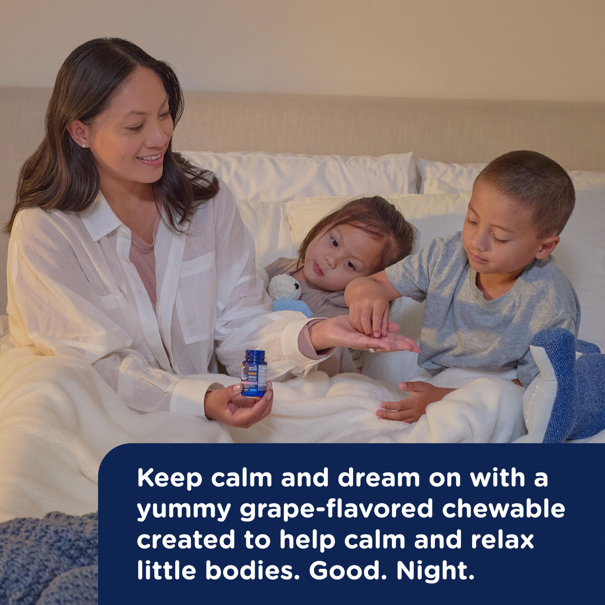 Mommy's Bliss Kids Sleep Support Melatonin Chewable, Grape Flavor, 35 Ct | Tablets; Calming Herbs; Sugar Free Kids Melatonin, Age 3+; 35 Count (Pack of 1)