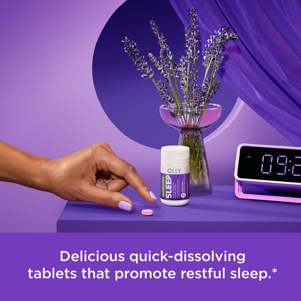 OLLY Sleep Fast Dissolves, 3mg Melatonin, Lemon Balm- 30 Count