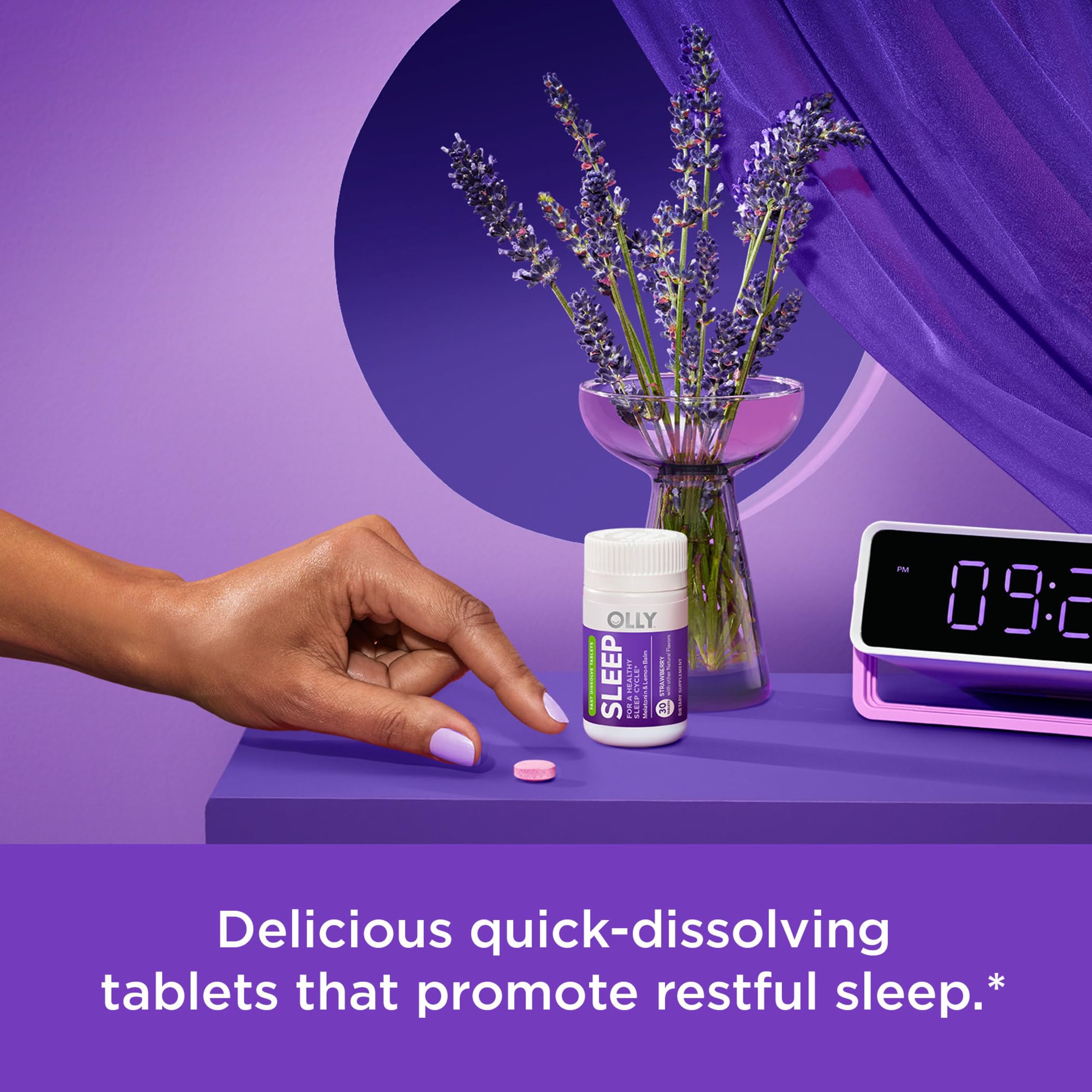 OLLY Sleep Fast Dissolves, 3mg Melatonin, Lemon Balm- 30 Count