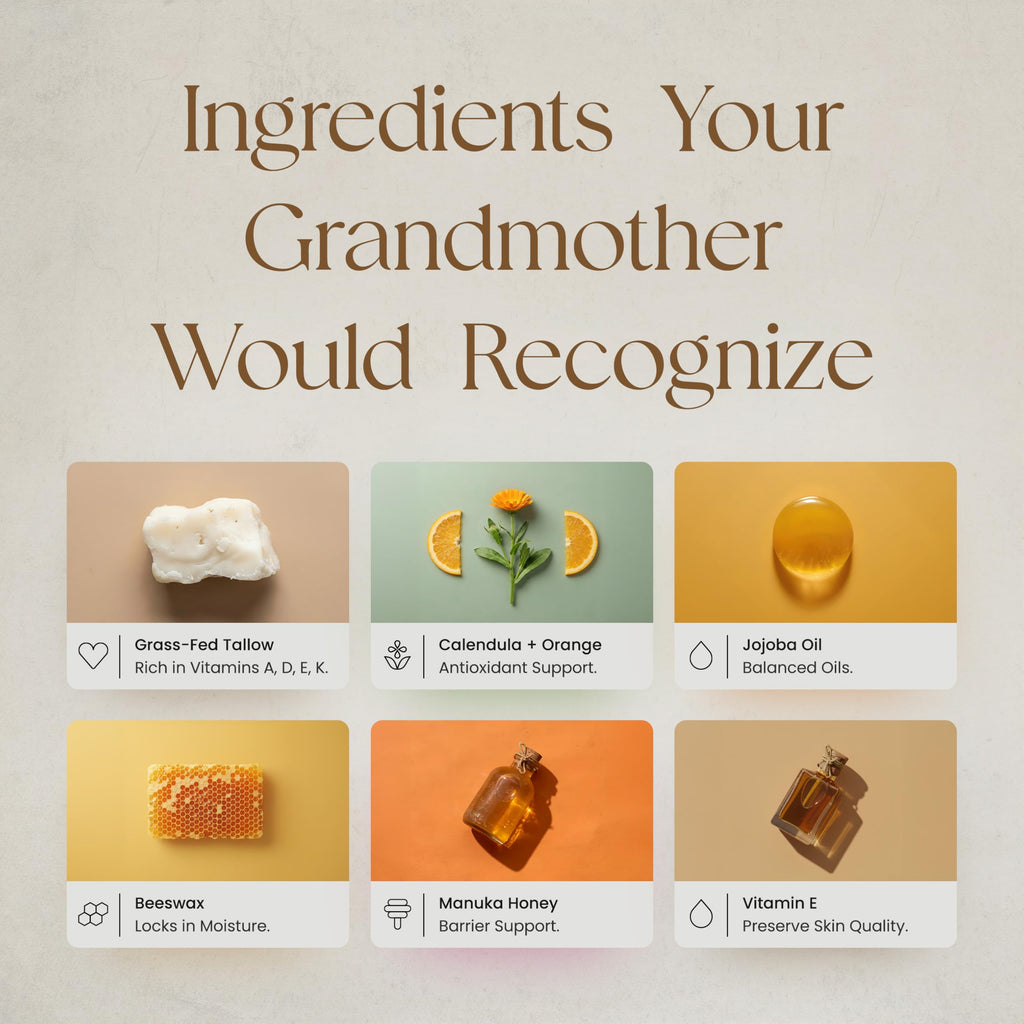 Beef Tallow for Skin - Tallow and Honey Balm For Face - Gift Ready - Tallow Face Moisturizer - Beef Tallow Moisturizer - Tallow Balm - Grass Fed Beef Tallow For Skin - Tallow Face Cream Lotion
